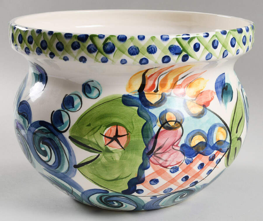 Splish Splash Large Round Planter by Vicki Carroll Studio-1