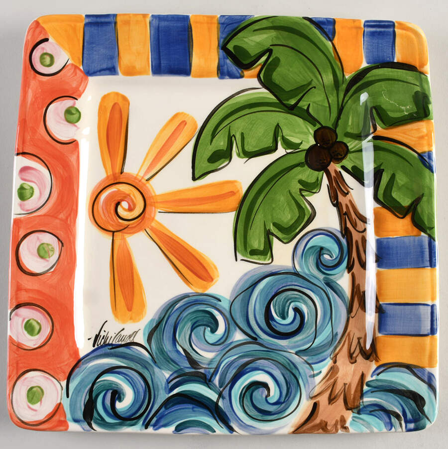 Splish Splash Square Dinner Plate by Vicki Carroll Studio-1