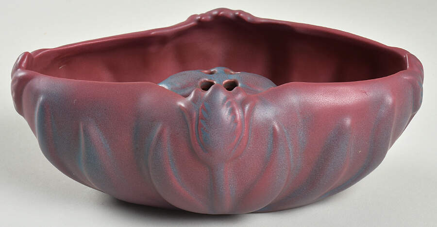 Art Pottery Tulip Bowl with Flower Frog by Van Briggle Pottery-1