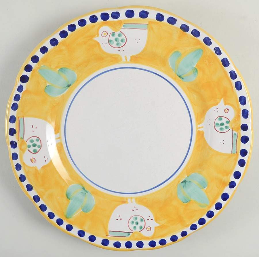 Campagna Chicken (Yellow Border, Blue Dots) Service Plate (Charger) by Ceramica Artistica (CAS Vietri)-1