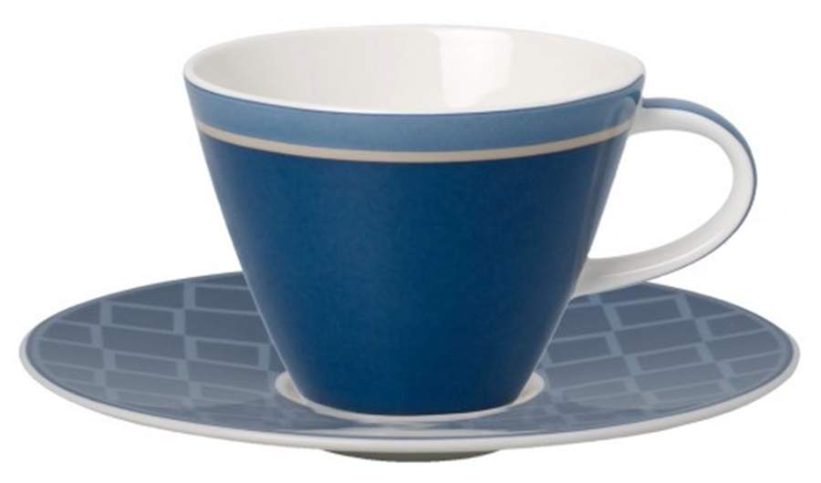Caffe Club Uni Cornflower Blue Flat Cup & Saucer Set by Villeroy & Boch-1