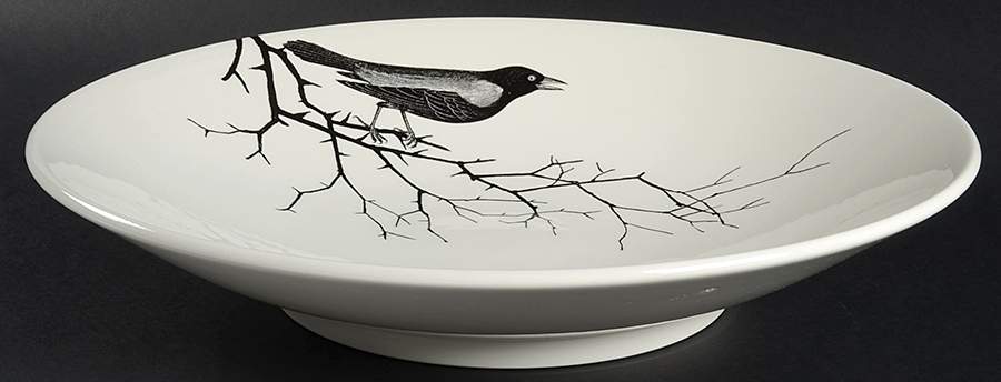 Crow 13" Shallow Round Bowl by Victorian English Pottery-Royal Stafford-1