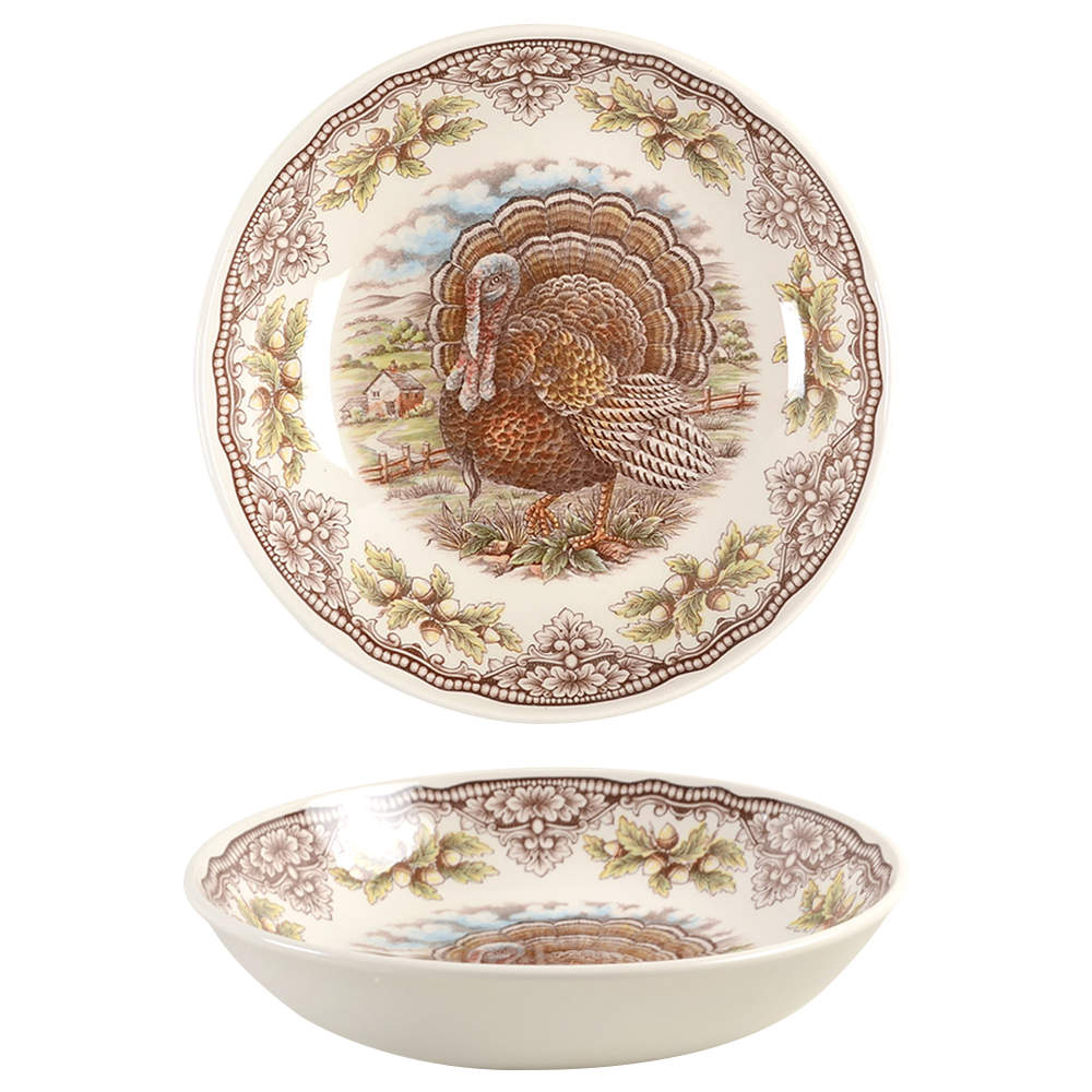 Homeland Turkey 8" Individual Pasta Bowl by Victorian English Pottery-Royal Stafford-1