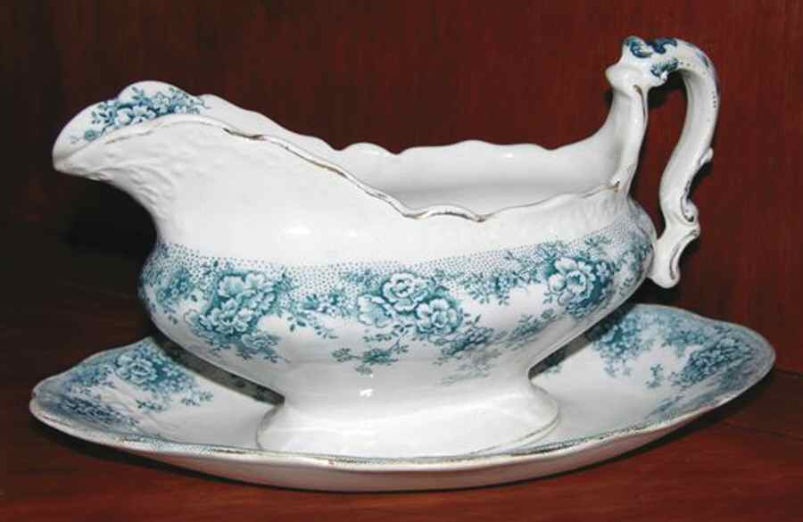 Sylvan Blue Green Gravy Boat & Underplate by JH Weatherby-1