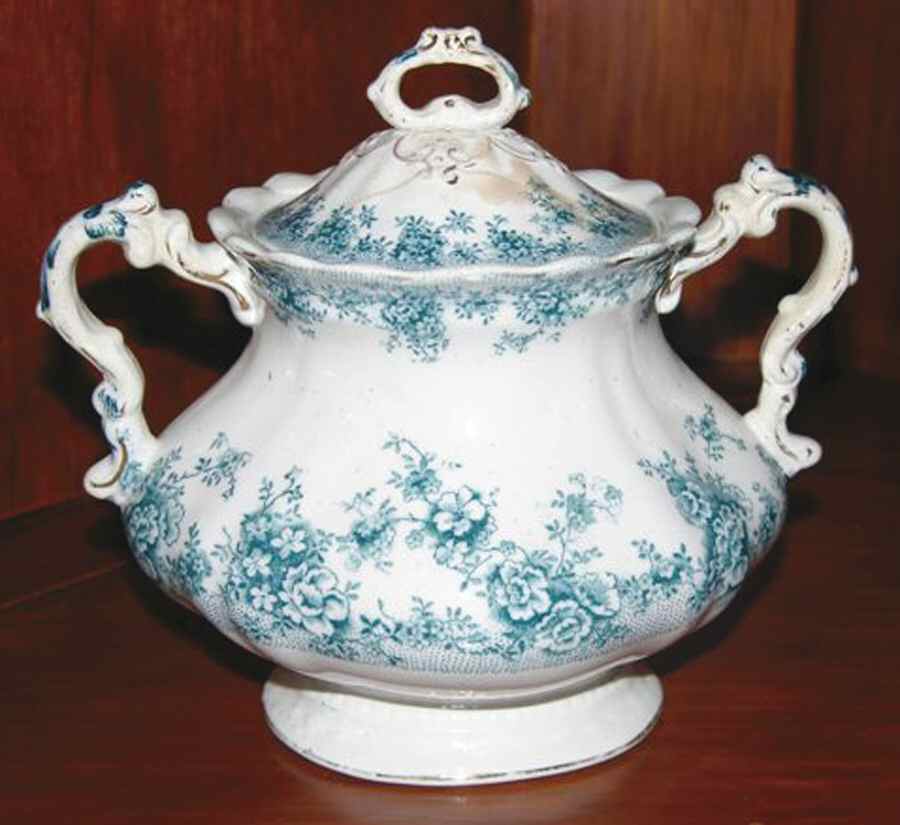 Sylvan Blue Green Sugar Bowl & Lid by JH Weatherby-1