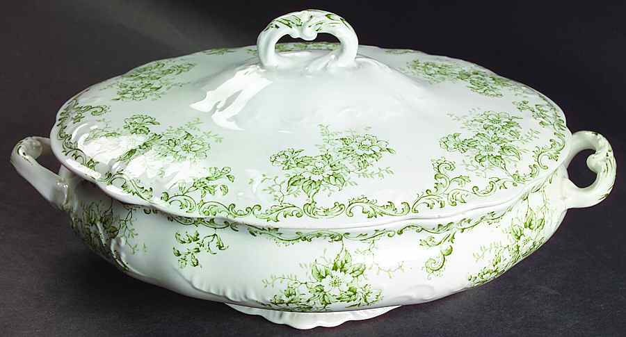Trentham Green Oval Covered Vegetable by JH Weatherby-1