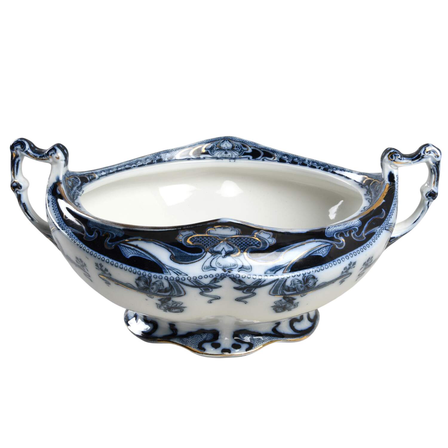 Iris Blue (Flow Blue) Tureen No Lid by Arthur J Wilkinson-1