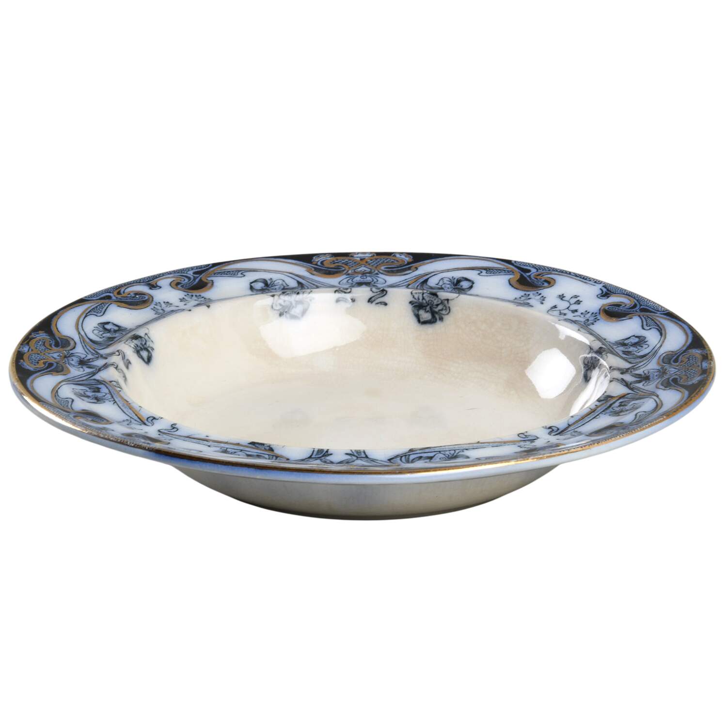 Iris Blue (Flow Blue) Round Butter No Lid by Arthur J Wilkinson-1