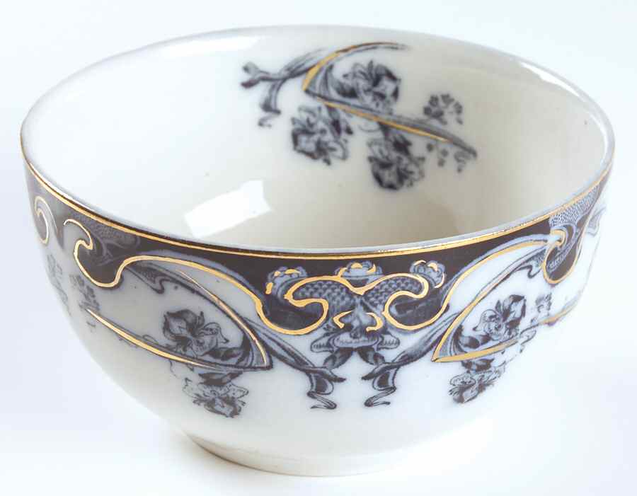 Iris Blue (Flow Blue) Cranberry Bowl by Arthur J Wilkinson-1