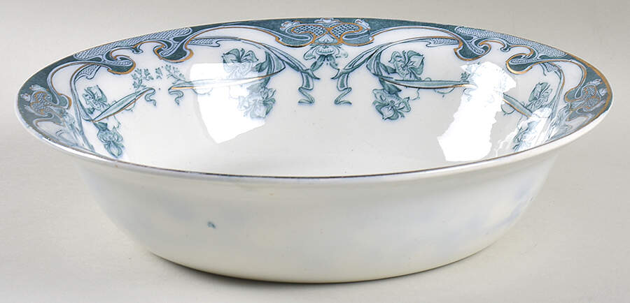 Iris Blue Green (Gold Accents) 10" Round Vegetable Bowl by Arthur J Wilkinson-1