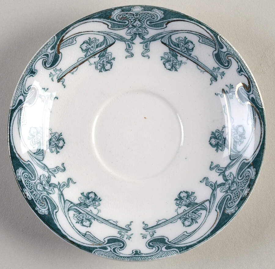 Iris Blue Green (Gold Accents) Saucer for Demitasse Cup by Arthur J Wilkinson-1