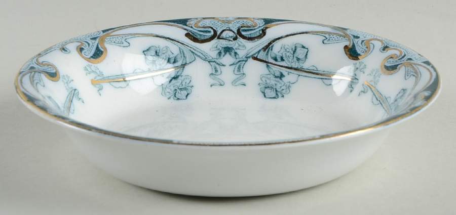 Iris Blue Green (Gold Accents) Fruit/Dessert (Sauce) Bowl by Arthur J Wilkinson-1
