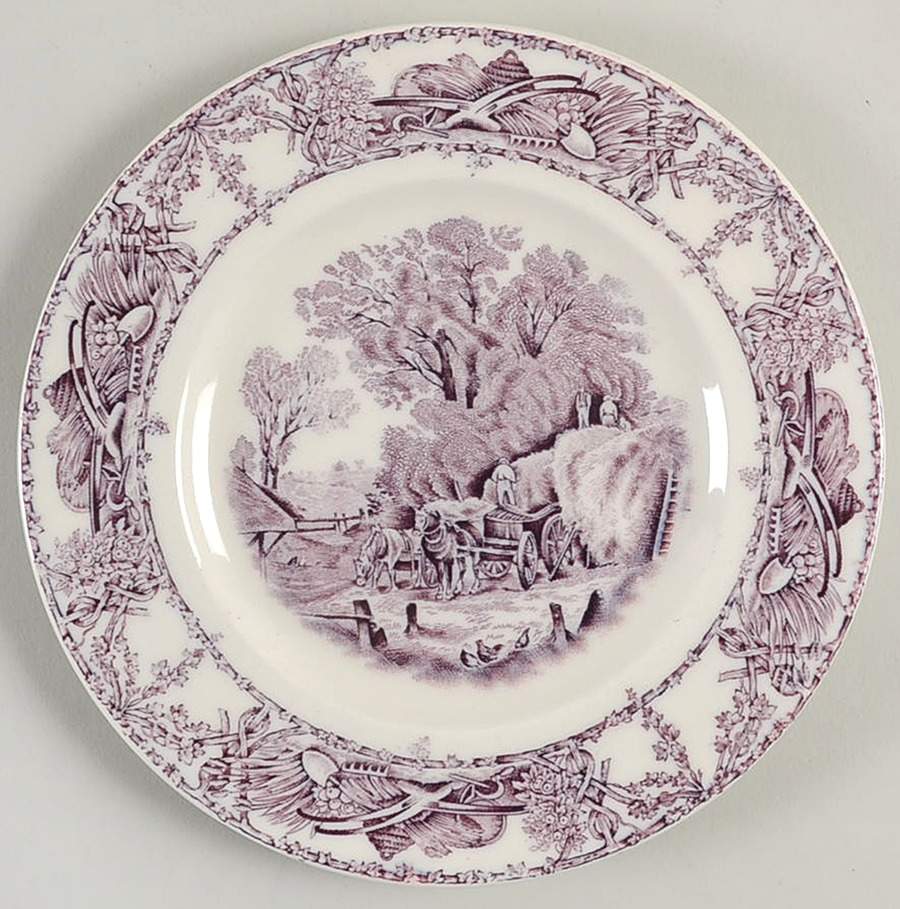 Rural Scenes Purple (Round) Bread & Butter Plate by Arthur J Wilkinson-1