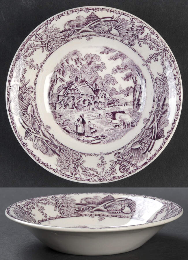 Rural Scenes Purple (Round) Fruit/Dessert (Sauce) Bowl by Arthur J Wilkinson-1