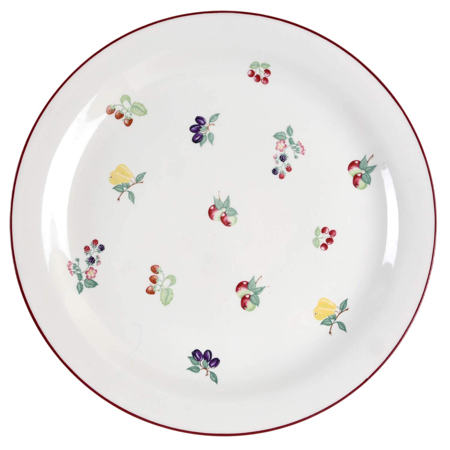 Summer Fruit (Burgundy Trim) Dinner Plate by Wade (England)-1