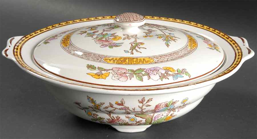 Indian Tree Round Covered Vegetable by Washington Pottery-1