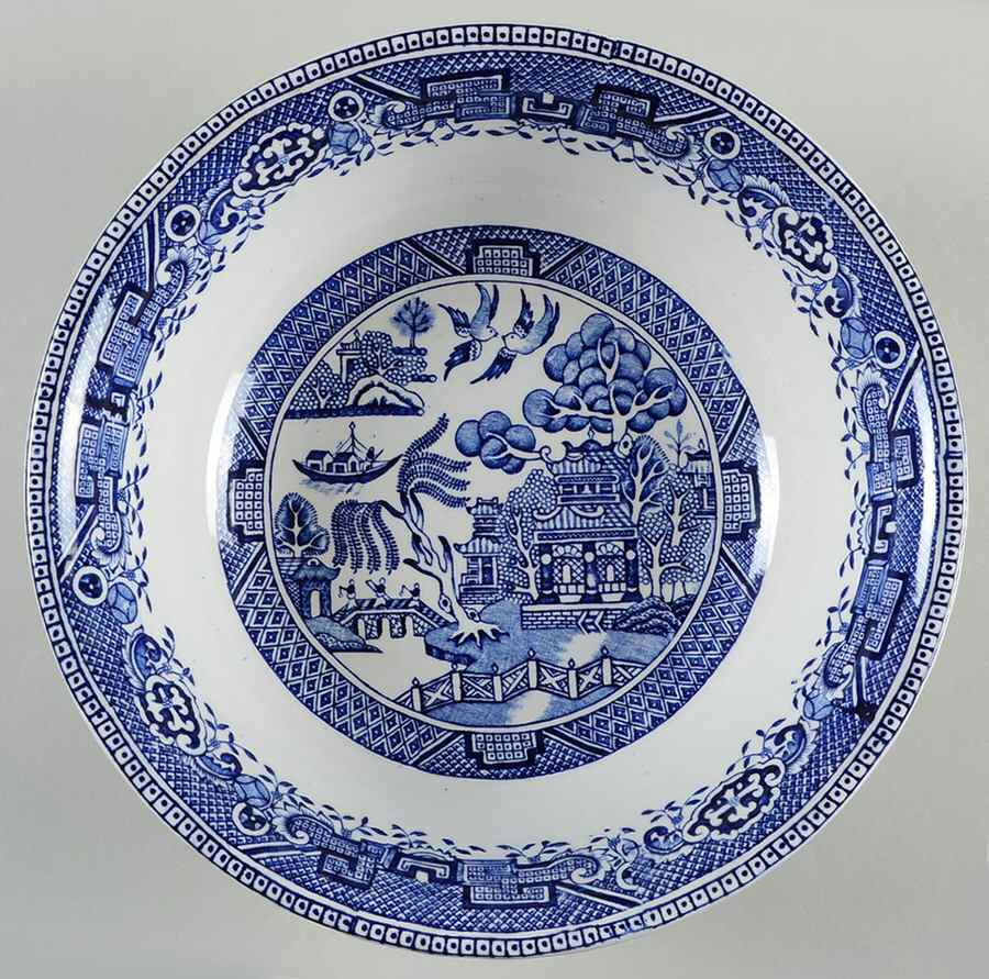 Old Willow Blue (No Trim) 8" Round Vegetable Bowl by Washington Pottery-1