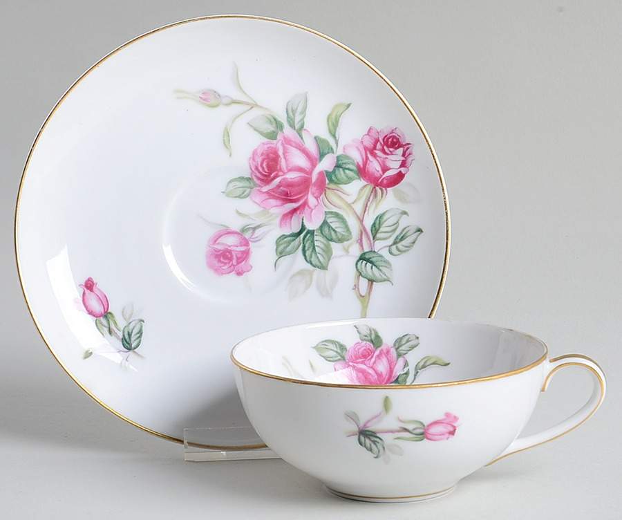 Cameo Rose Flat Cup & Saucer Set by Wentworth-1