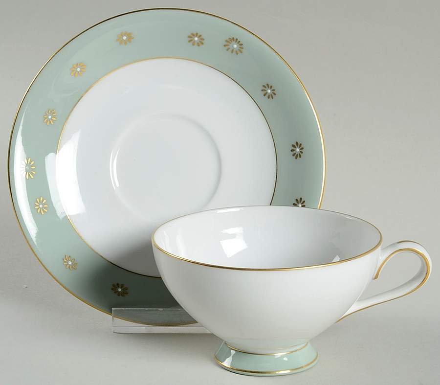 Celadon Footed Cup & Saucer Set by Wentworth-1