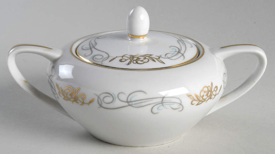 Golden Scroll Sugar Bowl & Lid by Wentworth-1