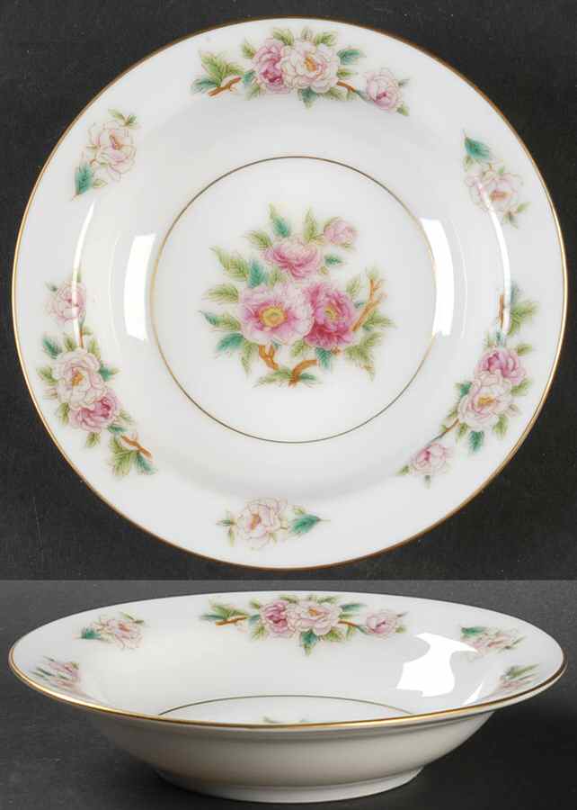 Pink Peony Rim Fruit/Dessert (Sauce) Bowl by Wentworth-1