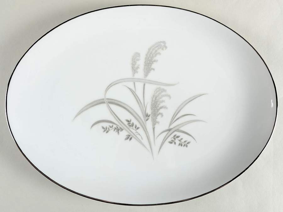Silver Wheat 15" Oval Serving Platter by Wentworth-1