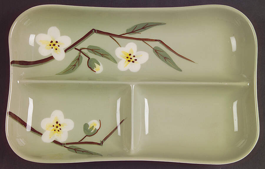 Blossom Celadon 3-Part Relish by Weil Ware-1