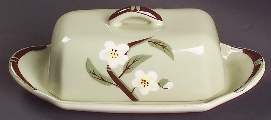 Blossom Celadon 1/4 Lb Covered Butter by Weil Ware-1