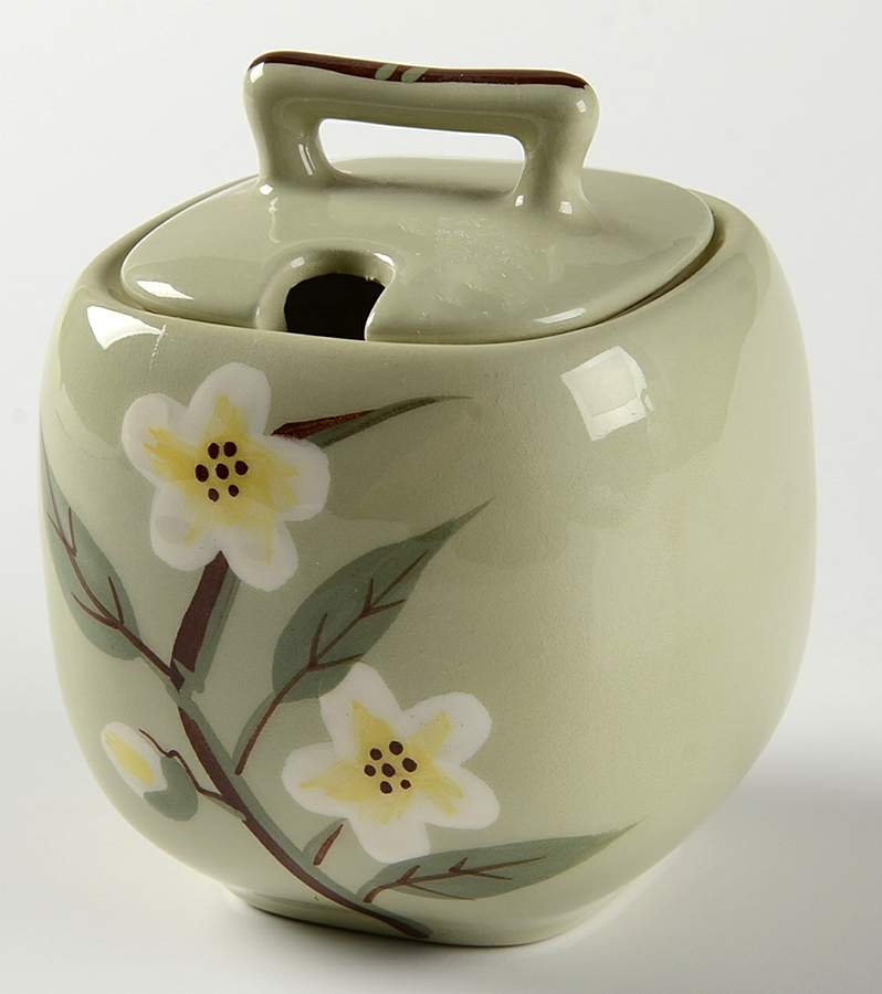 Blossom Celadon Jam/Jelly & Lid by Weil Ware-1