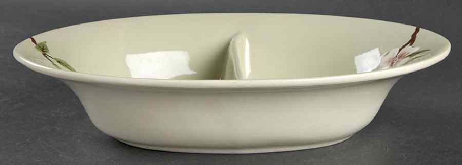 Brentwood Celadon 10" Oval Divided Vegetable Bowl by Weil Ware-1