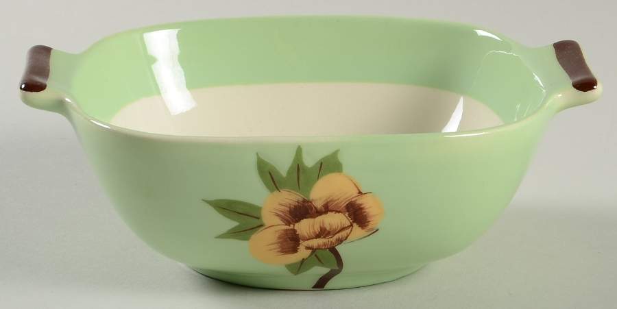 Rose Green Lugged Cereal Bowl by Weil Ware-1