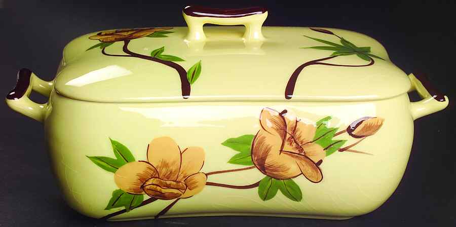 Rose Yellow Rectangular Covered Vegetable by Weil Ware-1