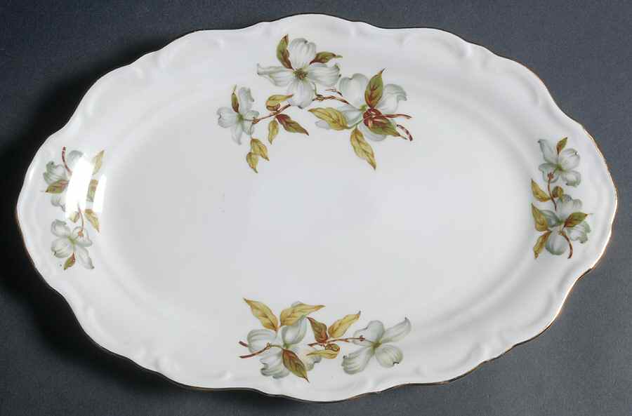 Dogwood (Scalloped, Rim) 12" Oval Serving Platter by Winterling - Bavaria-1