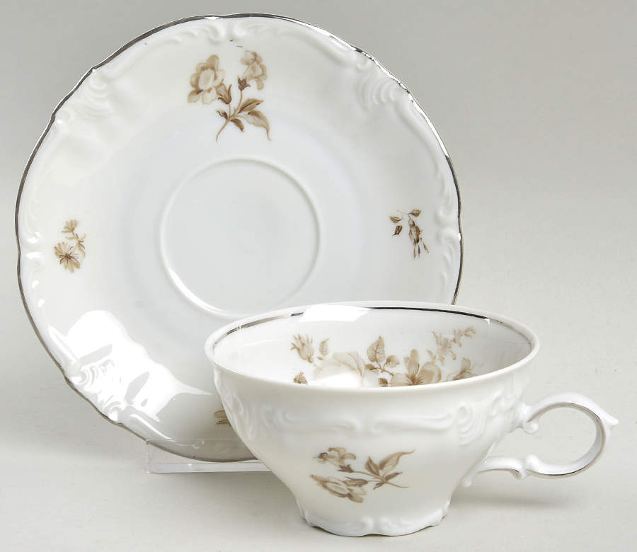 Grand Rose Flat Cup & Saucer Set by Winterling - Bavaria-1