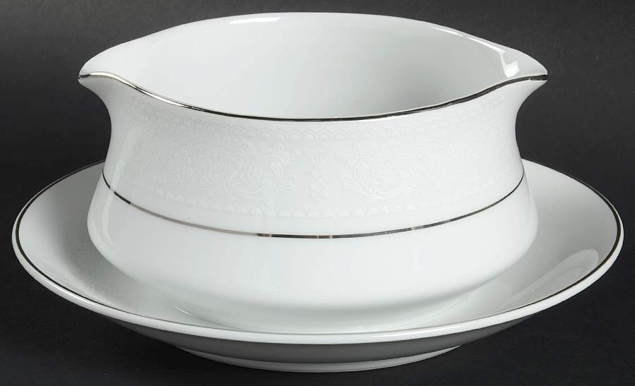 Bridal Lace Gravy Boat with Attached Underplate by Wilshire House-1