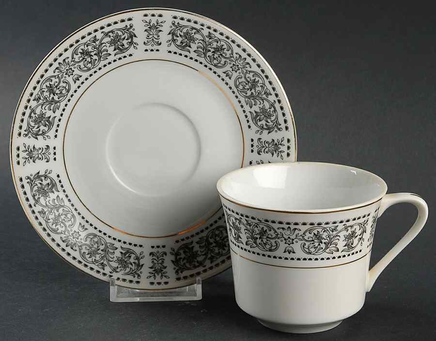 Spanish Scroll Flat Cup & Saucer Set by Wilshire House-1