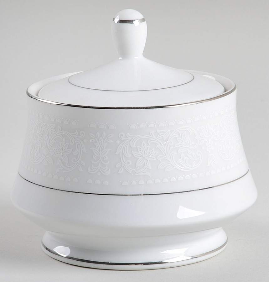 White Lace Sugar Bowl & Lid by Wilshire House-1