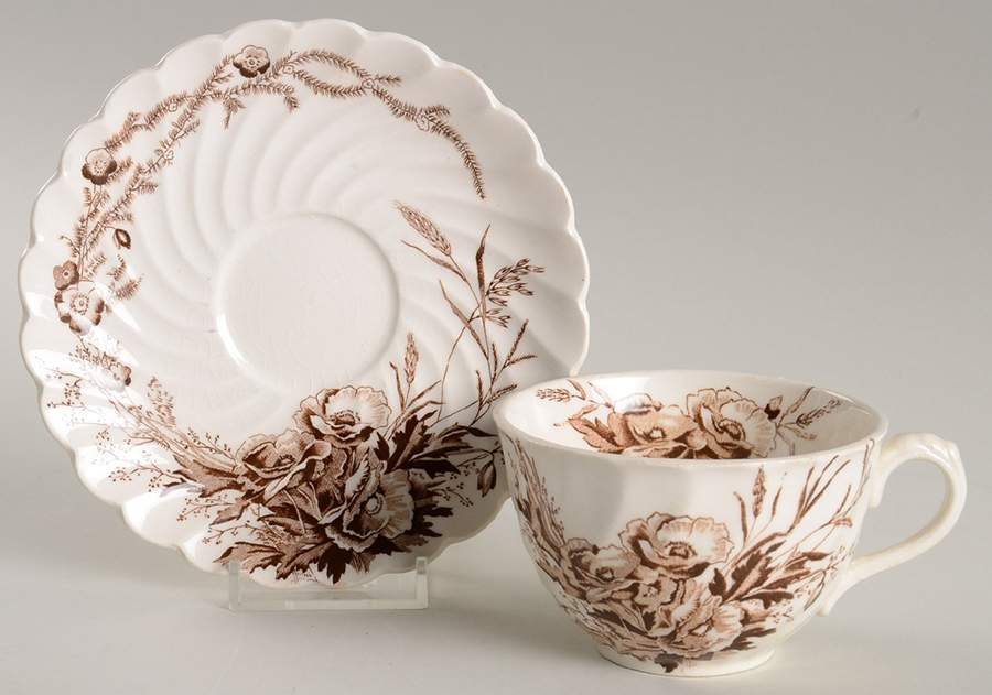 Harvest Brown Flat Cup & Saucer Set by Arthur J Wilkinson-1