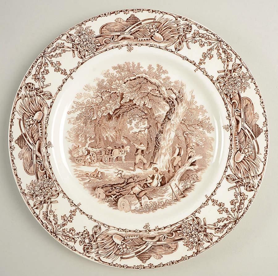 Pastoral Davenport Brown Dinner Plate by Arthur J Wilkinson-1