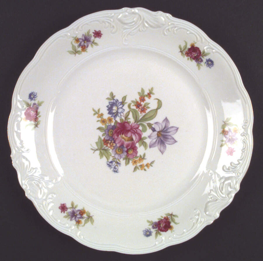 Meissen Flower (Raised Scroll) Dinner Plate by Walbrzych-1