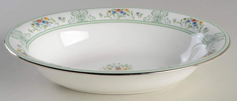 Agincourt Green 10" Oval Vegetable Bowl by Wedgwood-1