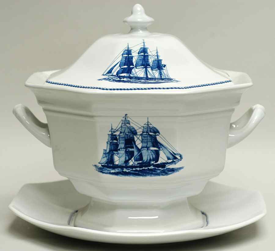 American Clipper Blue Tureen & Lid w/Underplate by Wedgwood-1