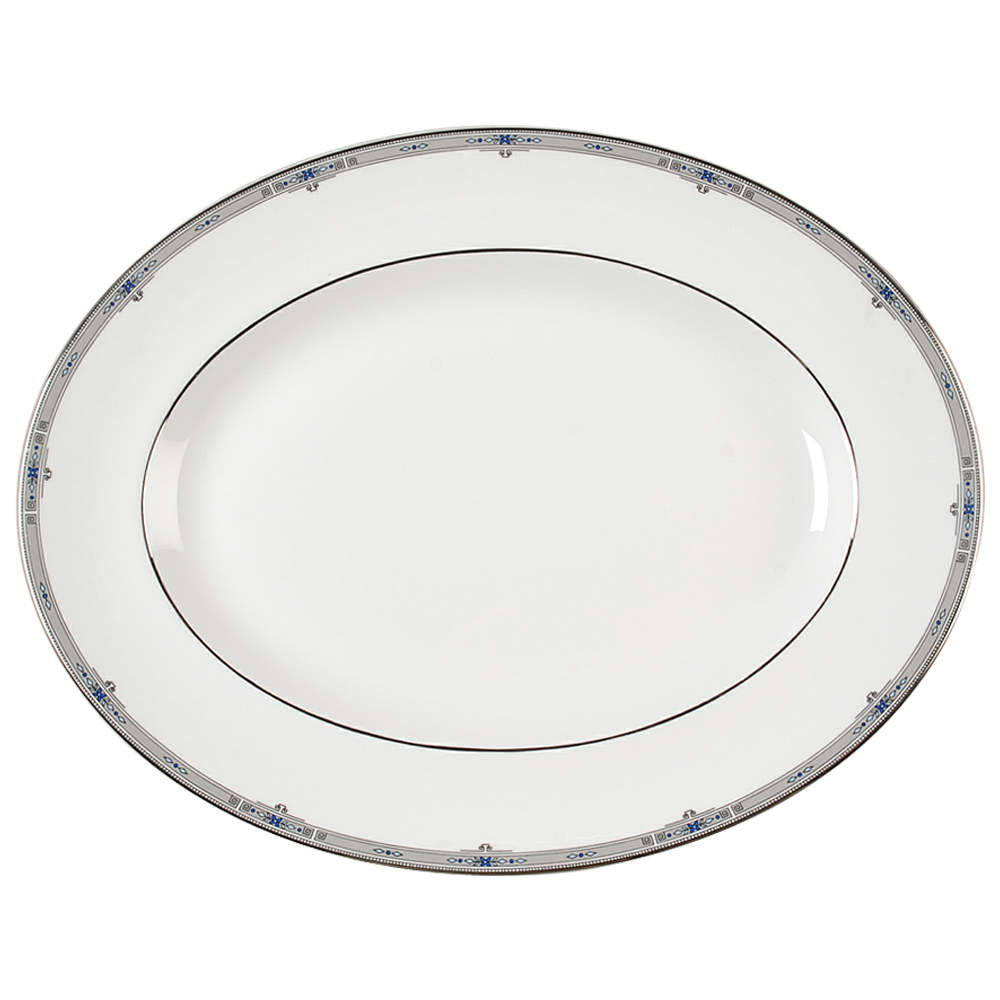 Amherst (Platinum Trim) 14" Oval Serving Platter by Wedgwood-1