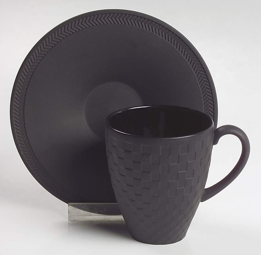 Basalt Black Flat Demitasse Cup & Saucer Set by Wedgwood-1