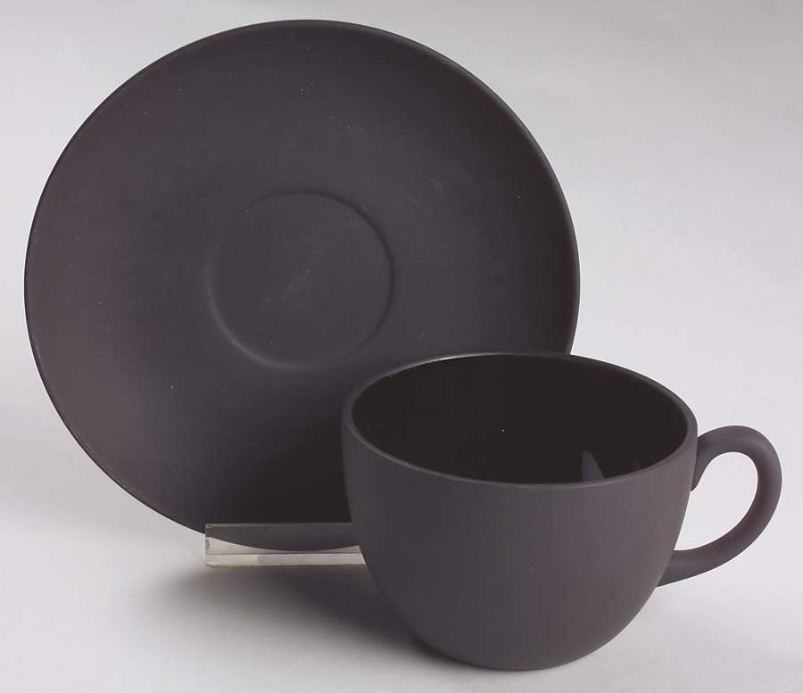 Basalt Black Flat Cup & Saucer Set by Wedgwood-1