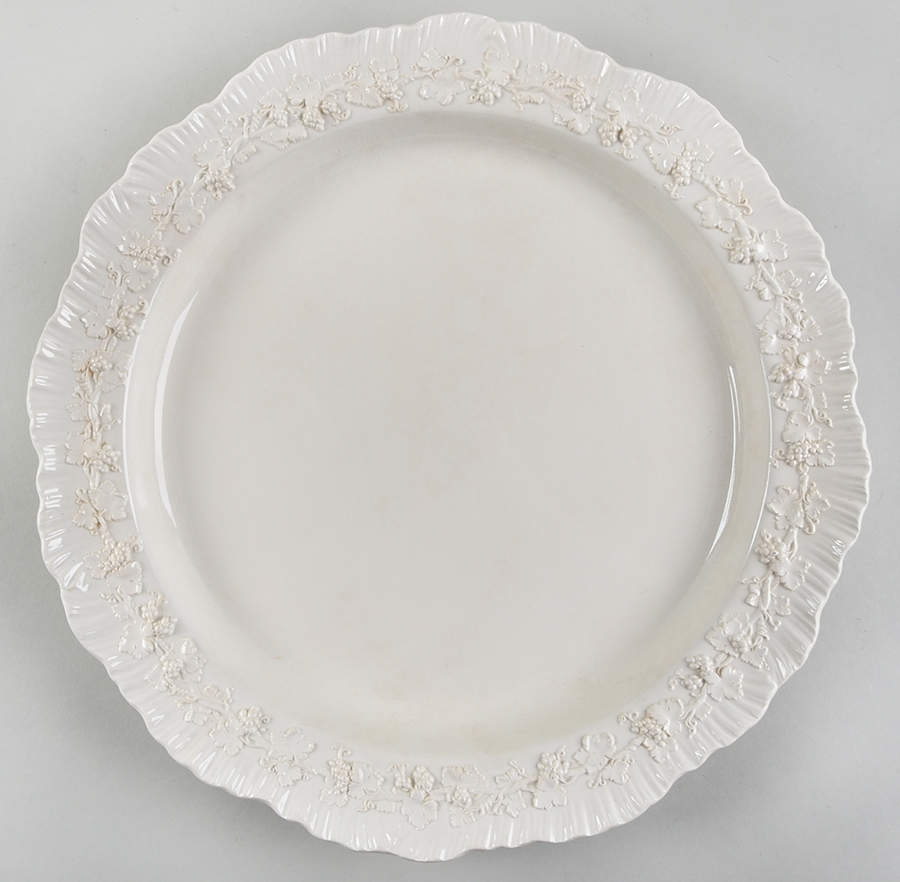 Cream Color on Cream Color (Shell Edge) 14" Chop Plate (Round Platter) by Wedgwood-1