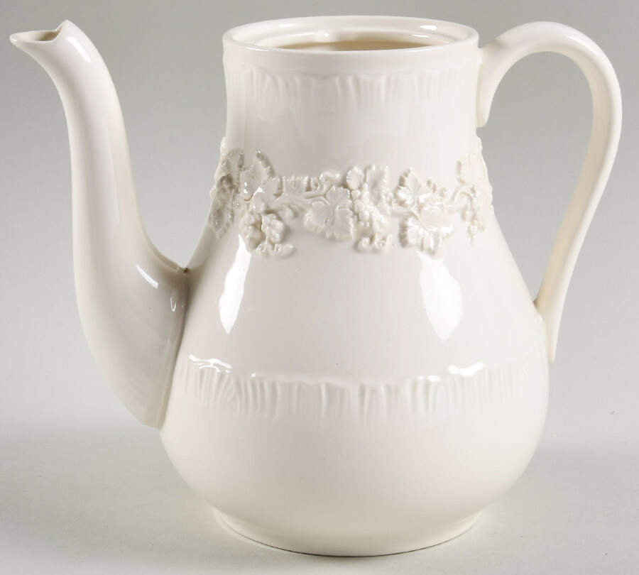 Cream Color on Cream Color (Shell Edge) Coffee Pot No Lid by Wedgwood-1