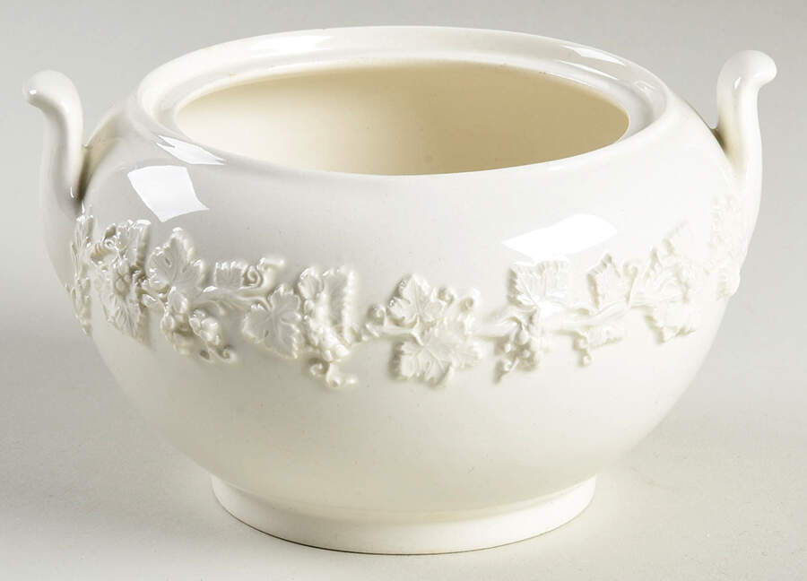 Cream Color on Cream Color (Shell Edge) Sugar Bowl No Lid by Wedgwood-1