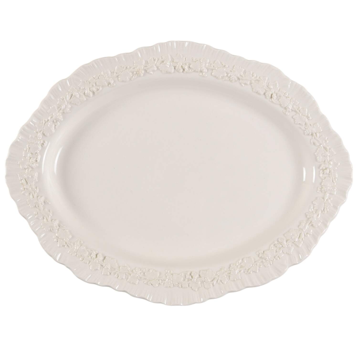 Cream Color on Cream Color (Shell Edge) 11" Oval Serving Platter by Wedgwood-1