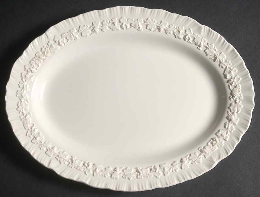 Cream Color on Cream Color (Shell Edge) 11" Oval Serving Platter by Wedgwood-1